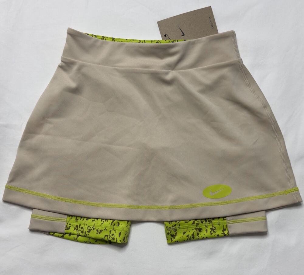 Nike Dry FIT Icon Clash 2 In 1 Training Skirt Shorts Lime Sand Color Large NWT